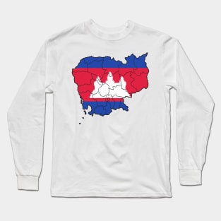 Cambodia with Cambodian Flag Long Sleeve T-Shirt